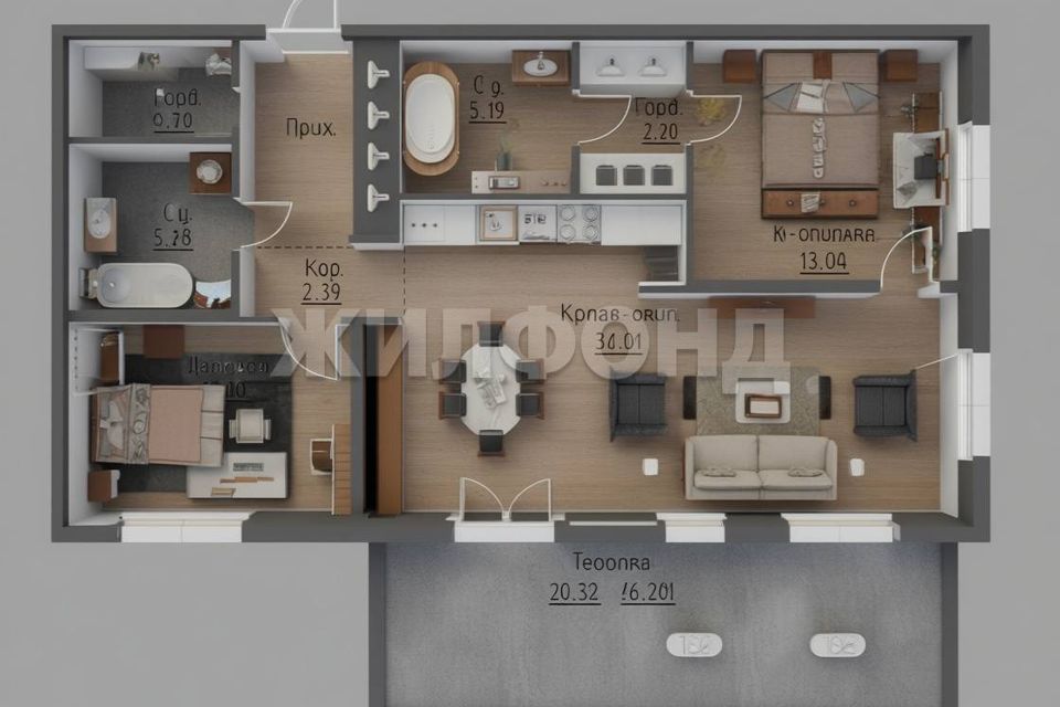 Продаётся 2-комнатная квартира, 87 м²