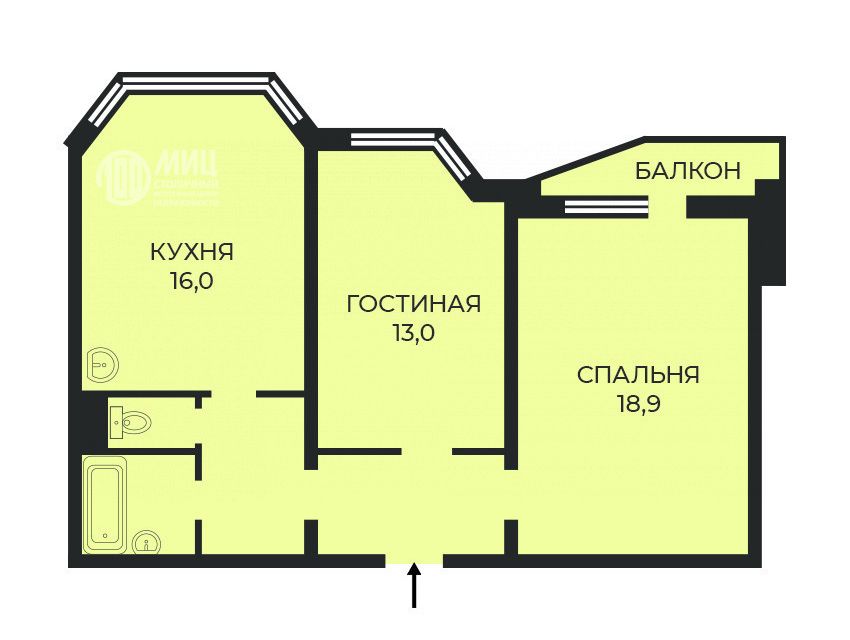 Продаётся 2-комнатная квартира, 60 м²