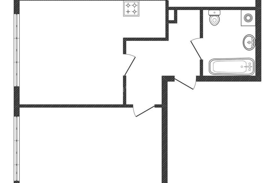 Продаётся 1-комнатная квартира, 55.4 м²