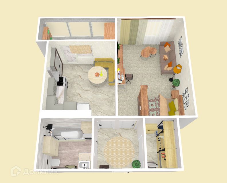 Продаётся 1-комнатная квартира, 51 м²