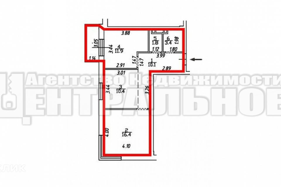 Продаётся 2-комнатная квартира, 57.5 м²