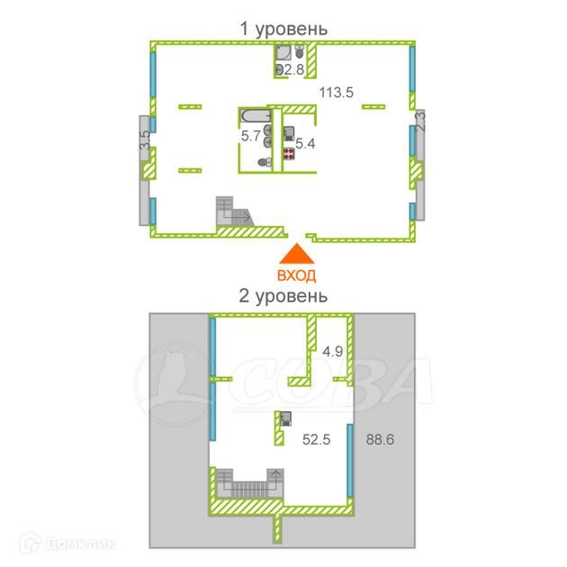 Продаётся 1-комнатная квартира, 230 м²