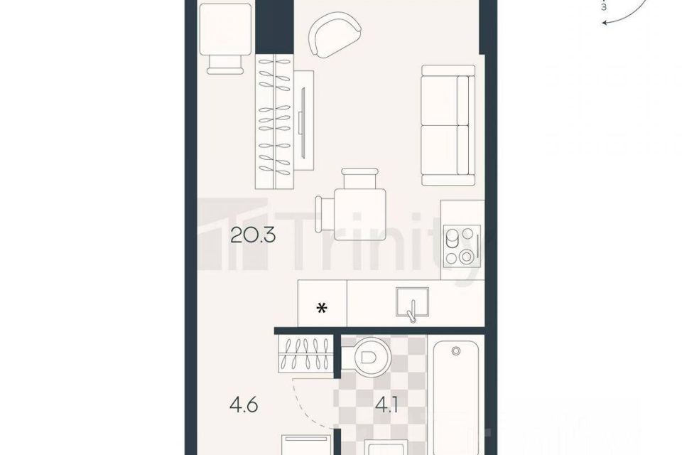 Продаётся студия, 29 м²