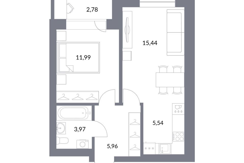 Продаётся студия, 45.7 м²