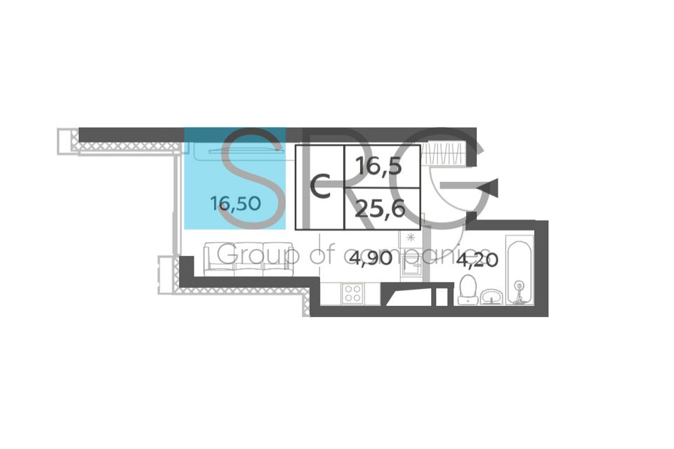 Продаётся студия, 26.4 м²