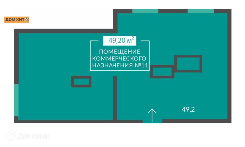 Продаётся 1-комнатная квартира, 49.2 м²