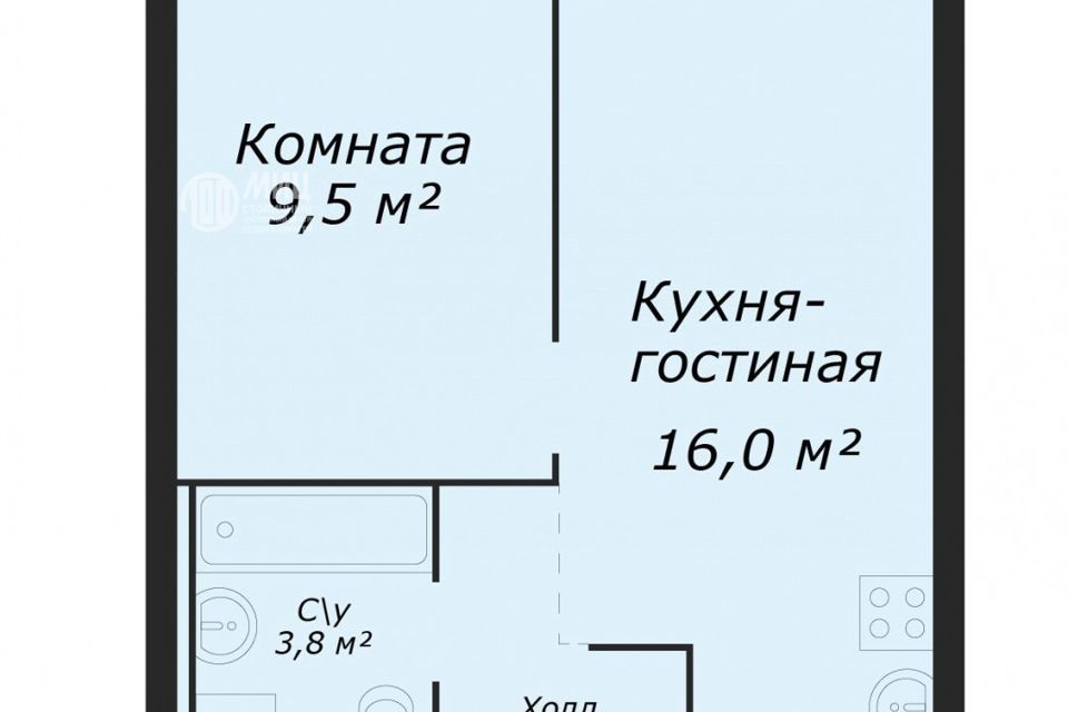 Продаётся 1-комнатная квартира, 32.6 м²