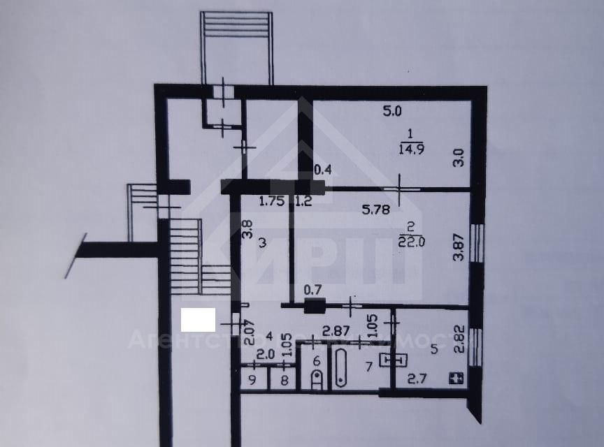 Продаётся 2-комнатная квартира, 64 м²