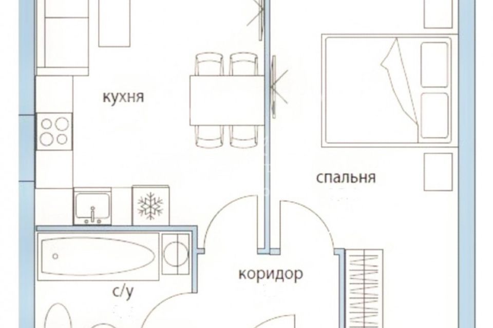 Продаётся 1-комнатная квартира, 39 м²