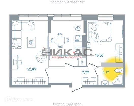 Продаётся 2-комнатная квартира, 67.7 м²