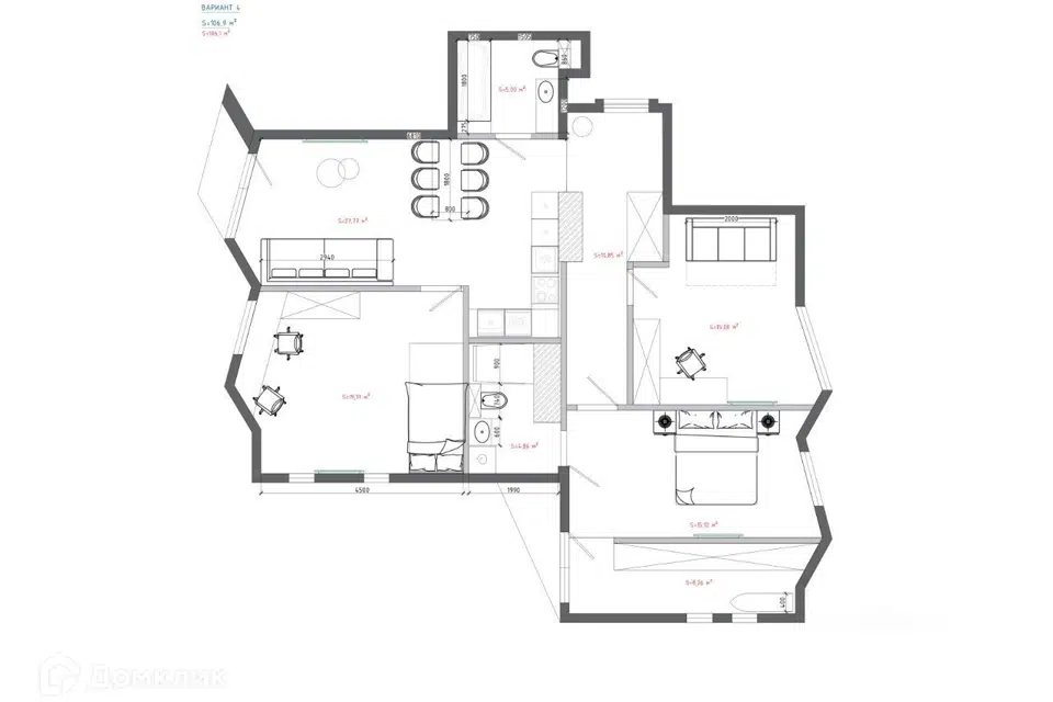 Продаётся 4-комнатная квартира, 107.3 м²