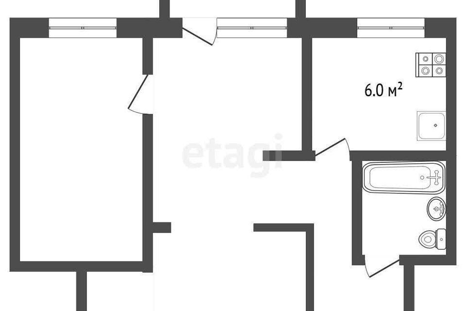 Продаётся 2-комнатная квартира, 43 м²