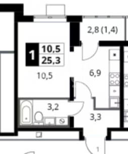Продаётся студия, 25.3 м²