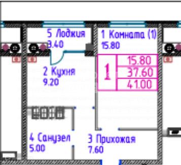 Продаётся 1-комнатная квартира, 41 м²
