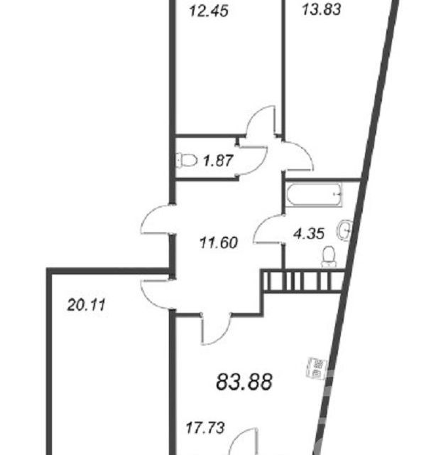 Продаётся 3-комнатная квартира, 84.1 м²