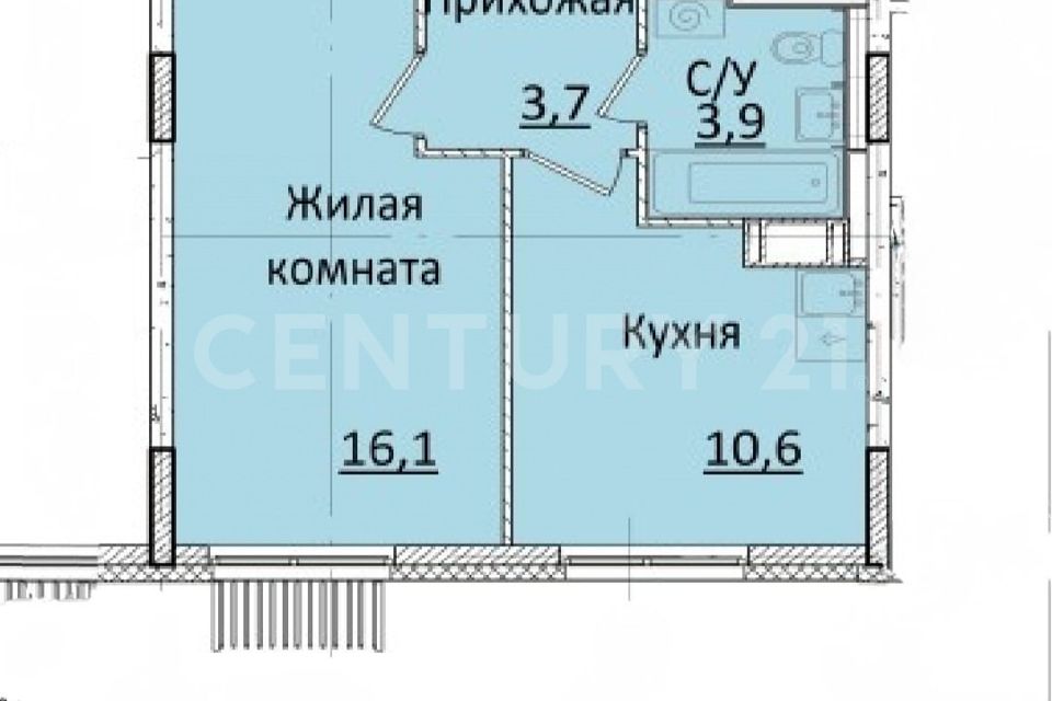 Продаётся 1-комнатная квартира, 34.3 м²