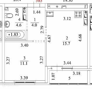 Продаётся 1-комнатная квартира, 35.4 м²