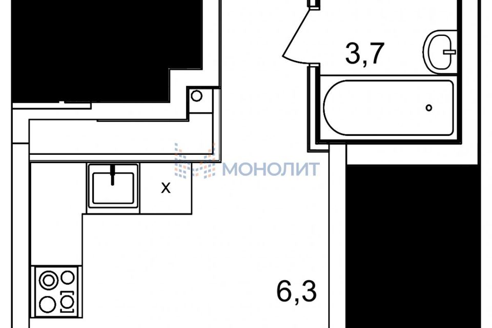 Продаётся 1-комнатная квартира, 24.9 м²