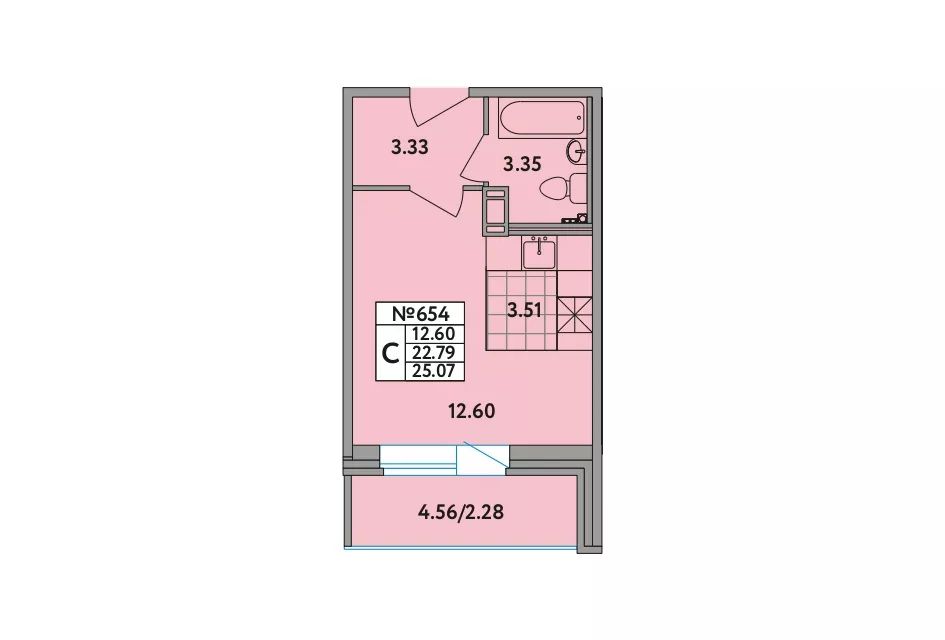 Продаётся студия, 25.3 м²