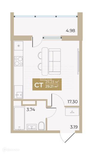 Продаётся студия, 29.2 м²