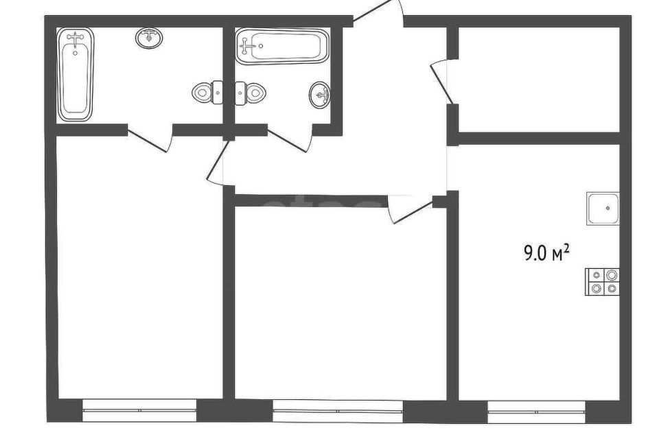 Продаётся 2-комнатная квартира, 69 м²