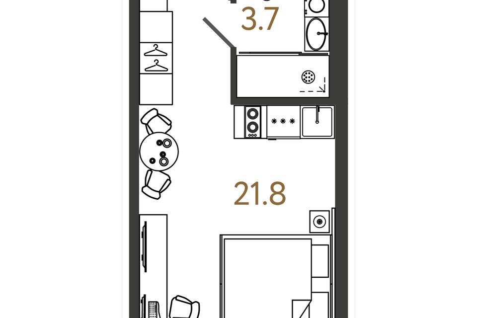 Продаётся студия, 25.5 м²