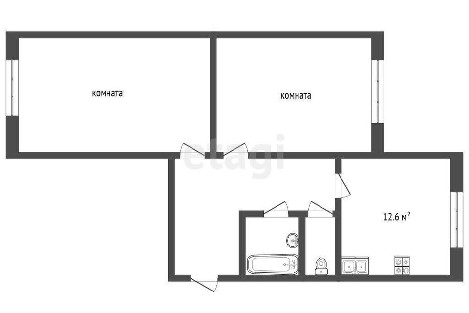 Продаётся 2-комнатная квартира, 58.4 м²