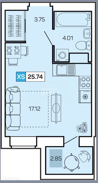 Продаётся студия, 25.74 м²