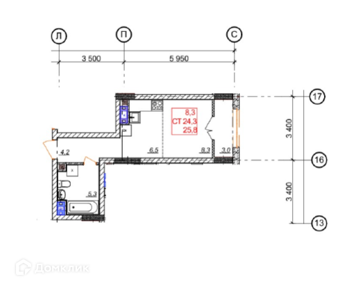 Продаётся студия, 25 м²