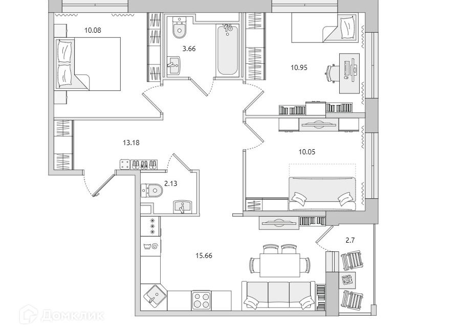 Продаётся 3-комнатная квартира, 68.5 м²