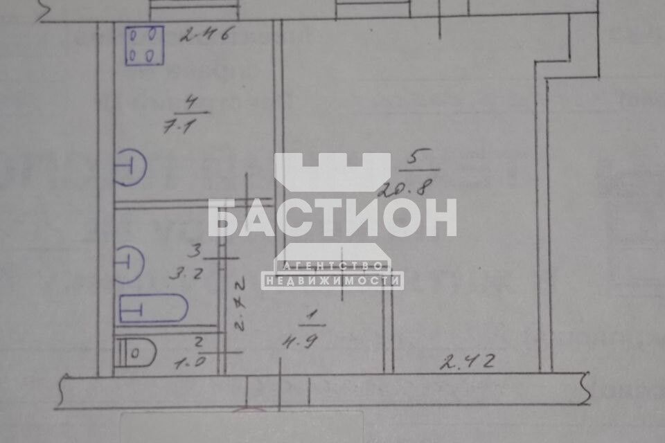 Продаётся 1-комнатная квартира, 39 м²