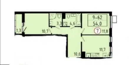 Продаётся 2-комнатная квартира, 54 м²