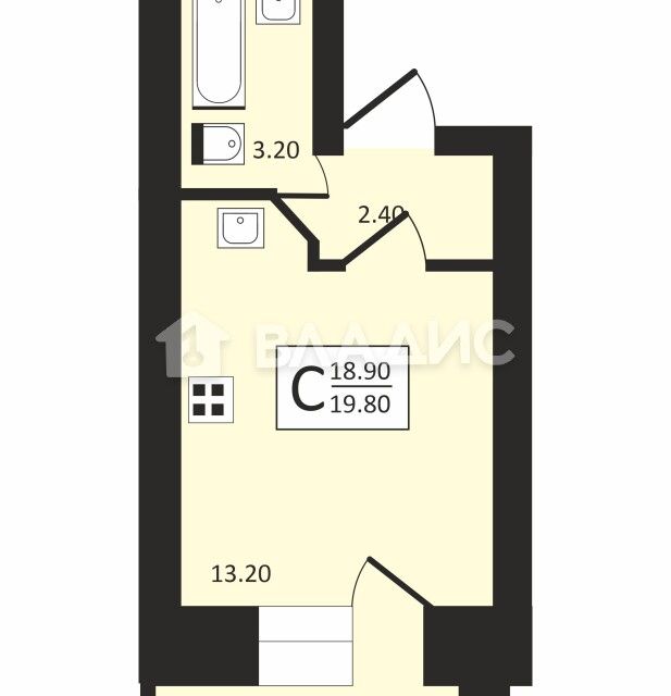 Продаётся студия, 19.8 м²