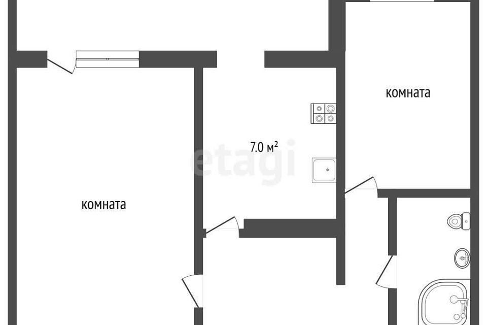 Продаётся 2-комнатная квартира, 48.9 м²