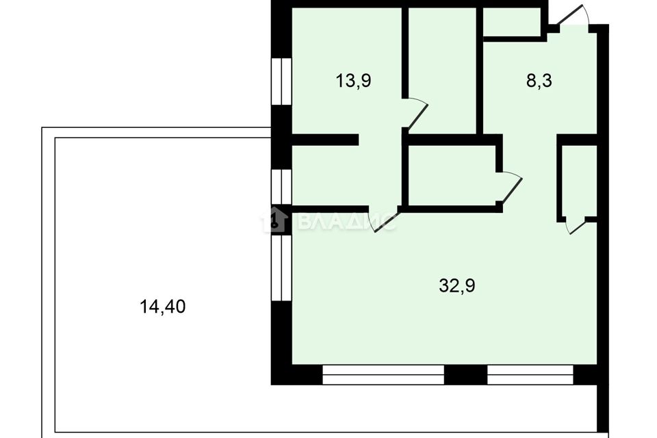 Продаётся 1-комнатная квартира, 64.4 м²