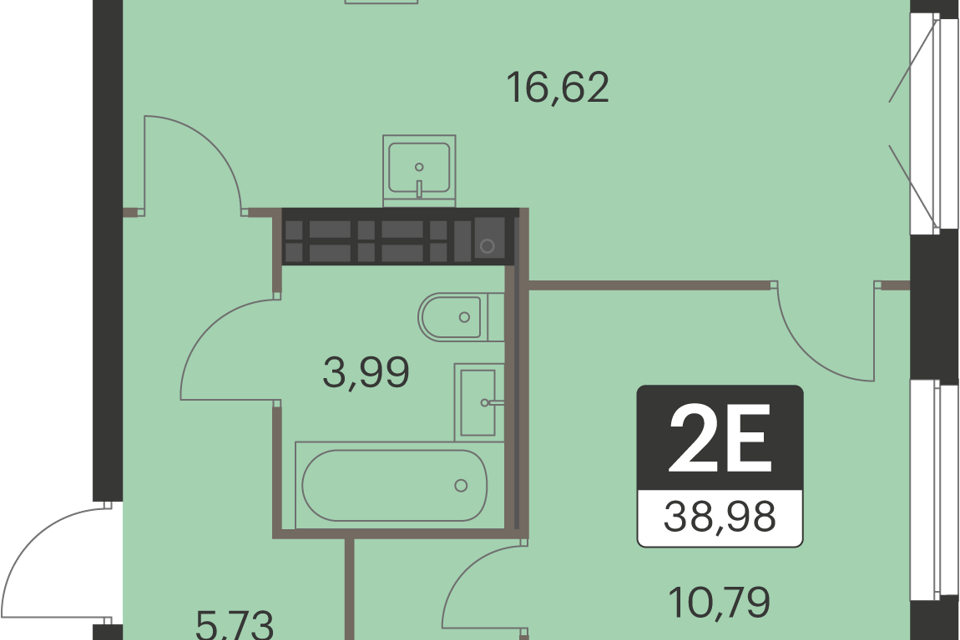 Продаётся 1-комнатная квартира, 39 м²