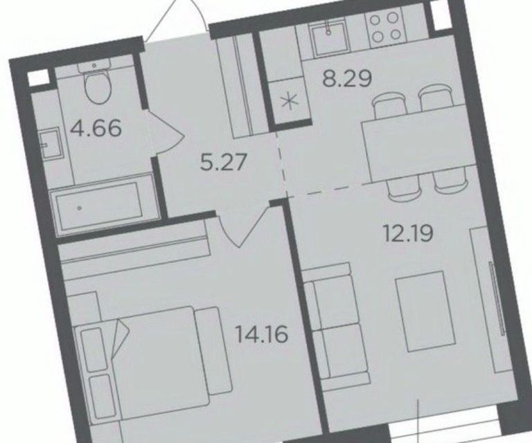 Продаётся 1-комнатная квартира, 45 м²