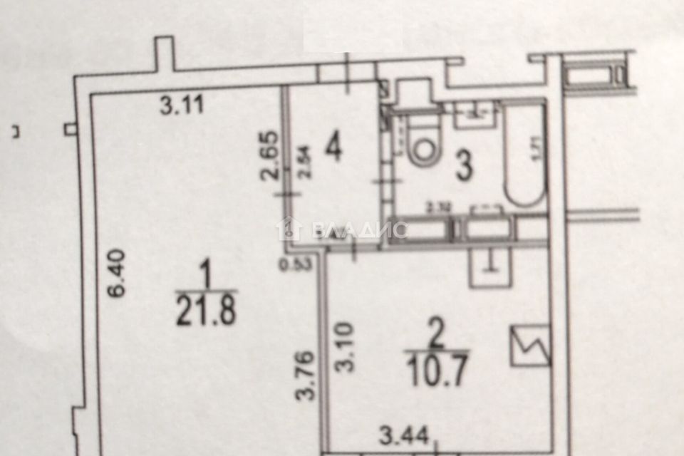 Продаётся 1-комнатная квартира, 41.6 м²
