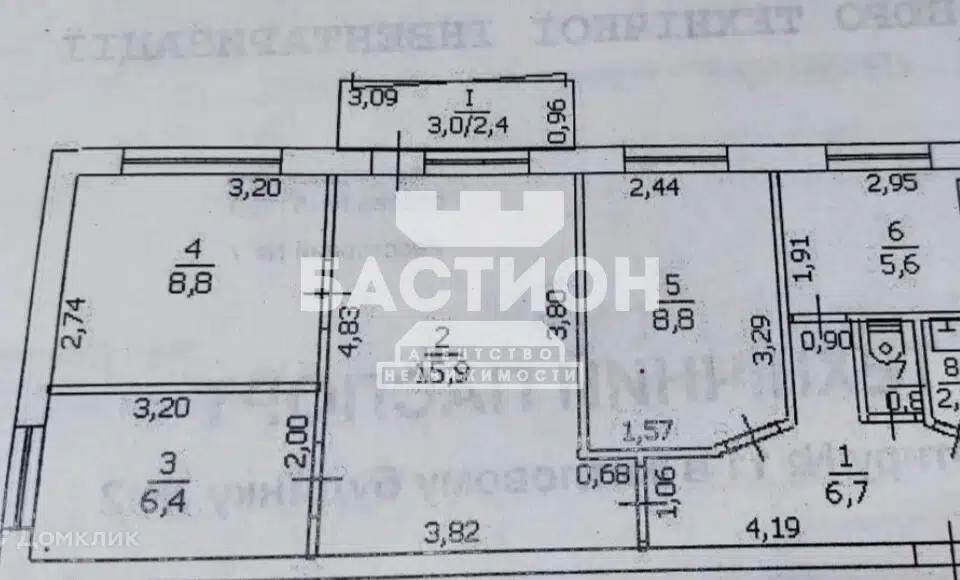 Продаётся 4-комнатная квартира, 58 м²