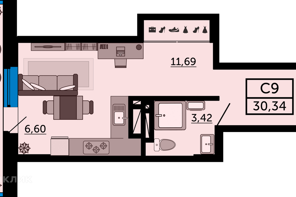 Продаётся студия, 30.9 м²