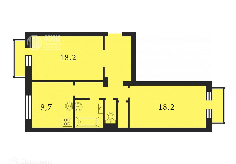 Продаётся 2-комнатная квартира, 62 м²