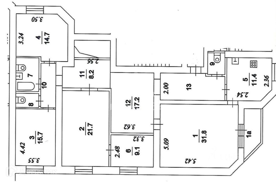 Продаётся 5-комнатная квартира, 153.4 м²