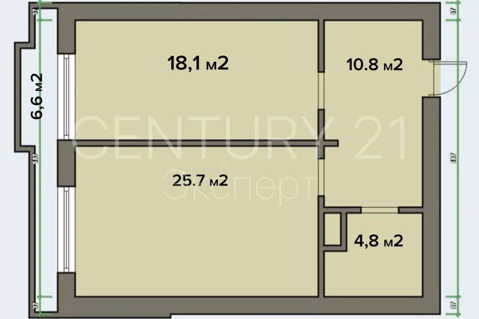 Продаётся 1-комнатная квартира, 66 м²