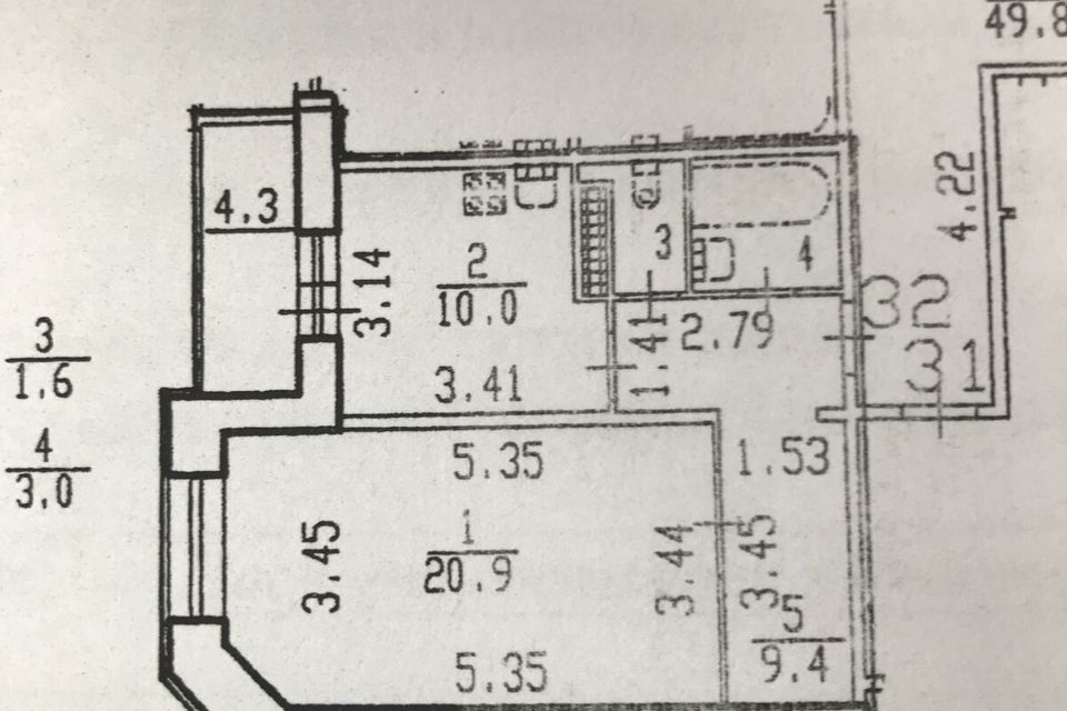 Продаётся 1-комнатная квартира, 44.9 м²