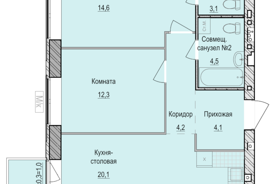 Продаётся 2-комнатная квартира, 63.9 м²