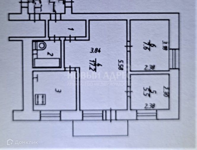 Продаётся 3-комнатная квартира, 43 м²