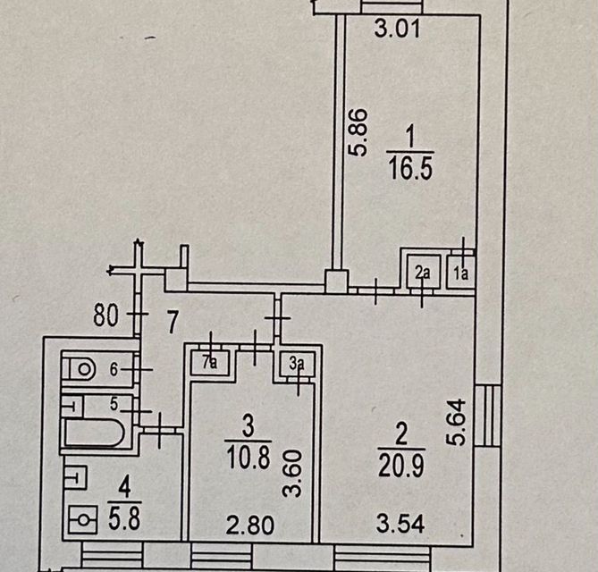 Продаётся 3-комнатная квартира, 65 м²