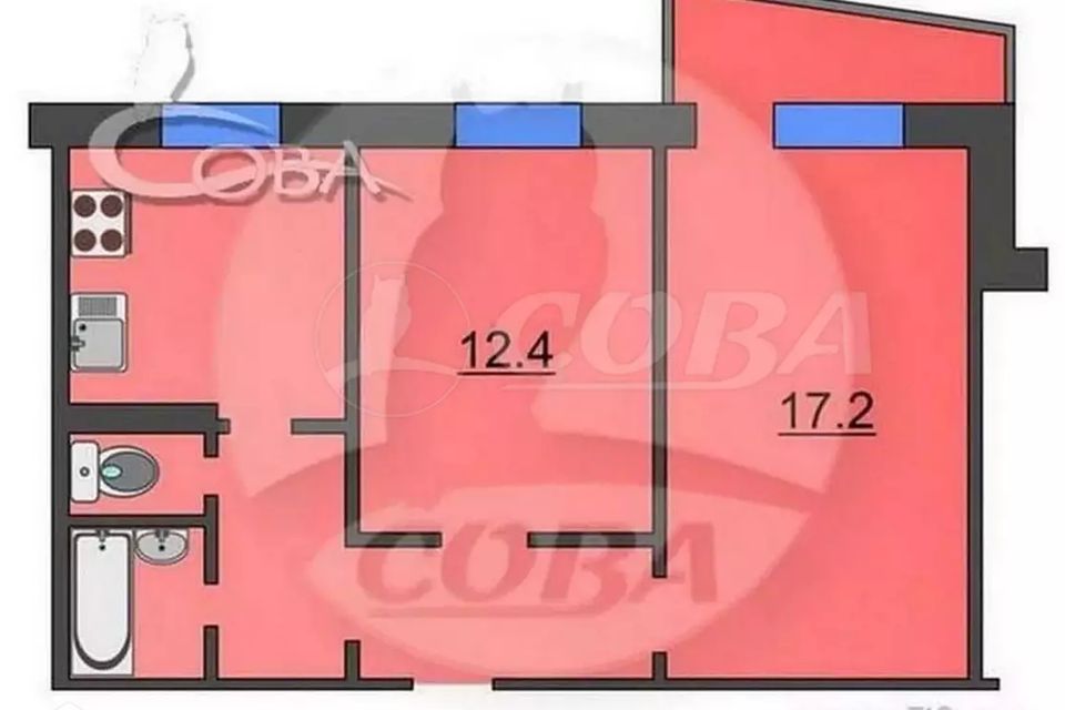 Продаётся 2-комнатная квартира, 50.1 м²