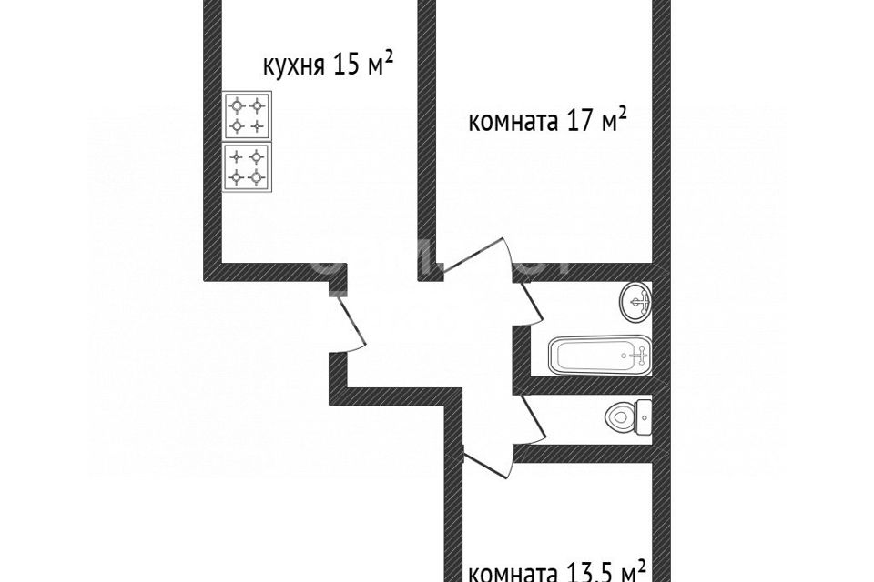Продаётся 2-комнатная квартира, 60.7 м²