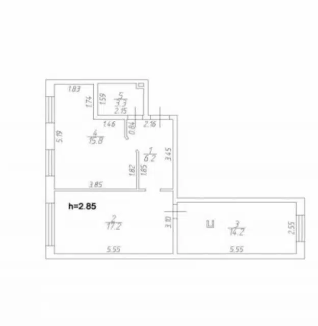 Продаётся 3-комнатная квартира, 56.7 м²